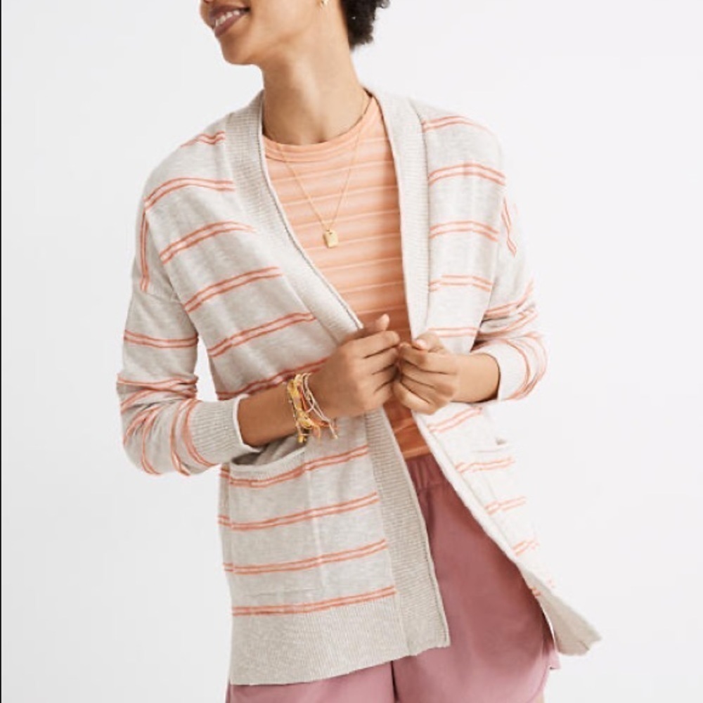 Madewell Bradley Cardigan Sweater in Textured Stripe size M